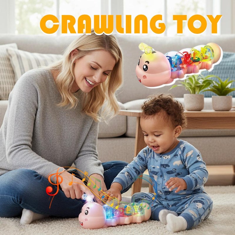 2026 New Crawling Toy, Caterpillar Design Tummy Time Toy with Light & Music Musical Light Up, Musical Crawling Toys,Captivating Lights and Sounds Effects, Birthday Gifts for Boys and Girl - Image 4